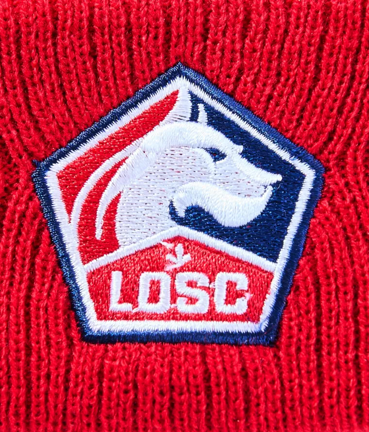 Visuel BONNET ADULTE ROUGE / BLEU AVEC POMPON